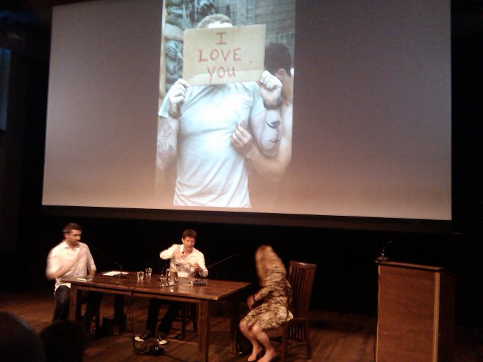 Stephen Mayes, James Brabazon and Max Houghton talking about Tim Hetherington at de Balie, Amsterdam